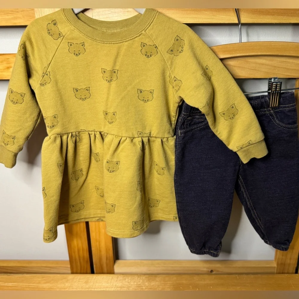 Rylee + Cru Tan mustard sweatshirt and jeggings infant 6-12 month - Picture 4 of 12